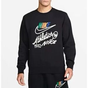 Nike Athletics 1972 Futura Logo Black Pullover Sweatshirt S  FZ0812-010 Crewneck